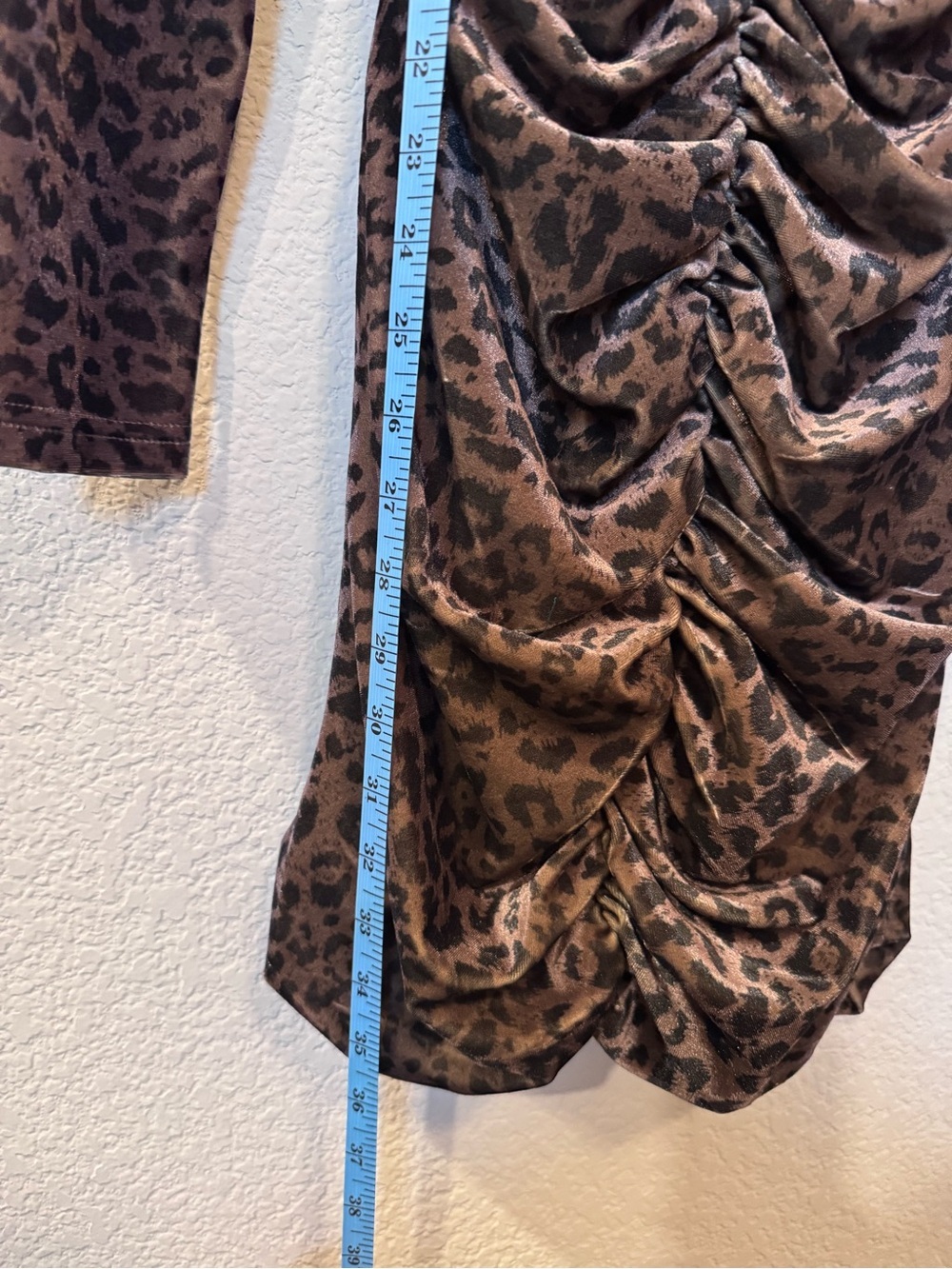 Adelyn Rae Leopard Print Velvet Ruched Mini Dress - Picture 4 of 10